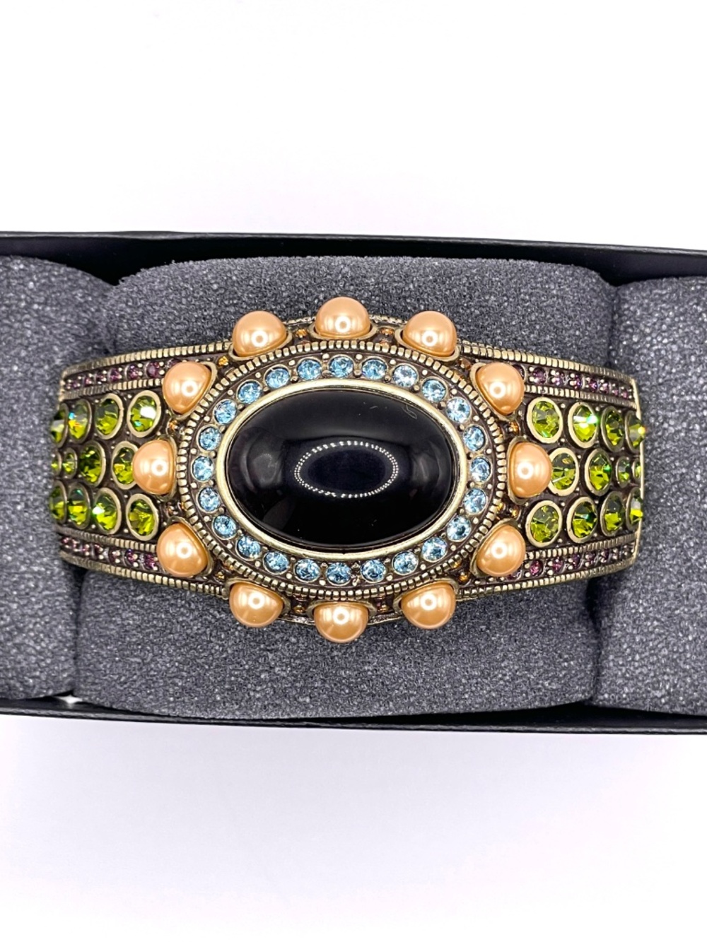 Heidi Daus Rhapsody in Hues Hinged Cuff Bracelet 6 3/4"